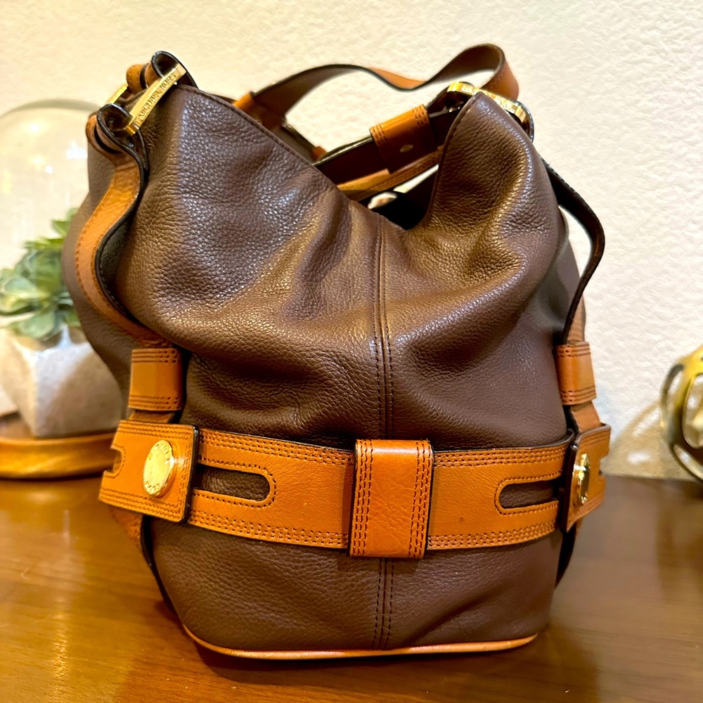 Michael Kors Large Harness Grab Bag Brown and Tan Leather Tote Bag/Work Bag - Picture 8 of 14